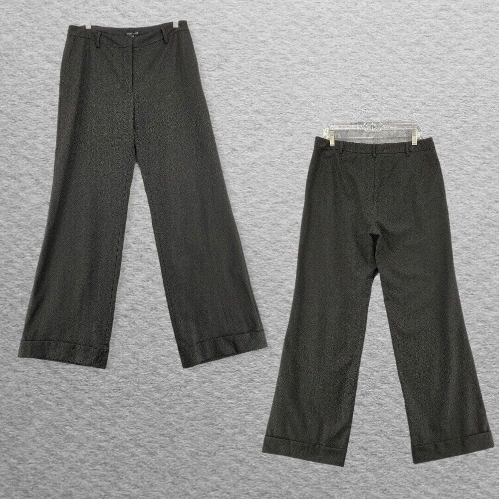 Eileen Fisher Mid Rise Wide Leg Trousers Dress Pants Cuffed Gray Womens 12